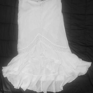 White Asymmetrical Maxi Skirt